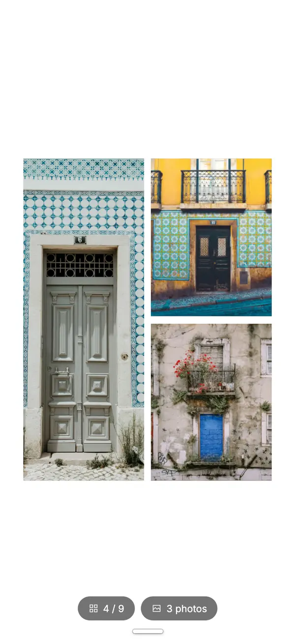 A page with three photos of tiled doors, page 4 of 9.